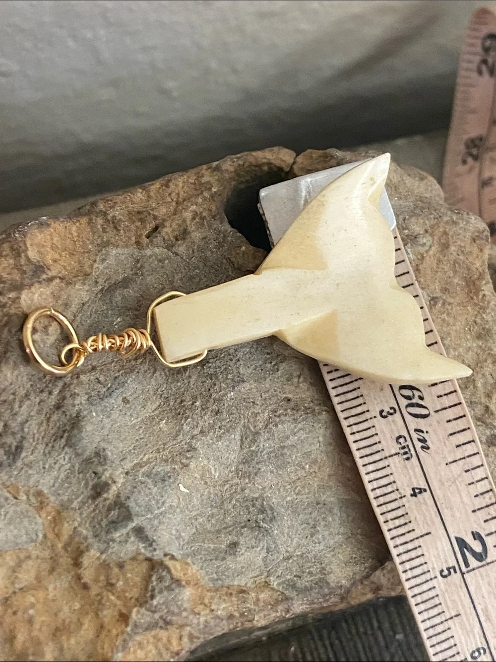 NEW Handmade Vintage Whale Tail BONE Pendant Charm